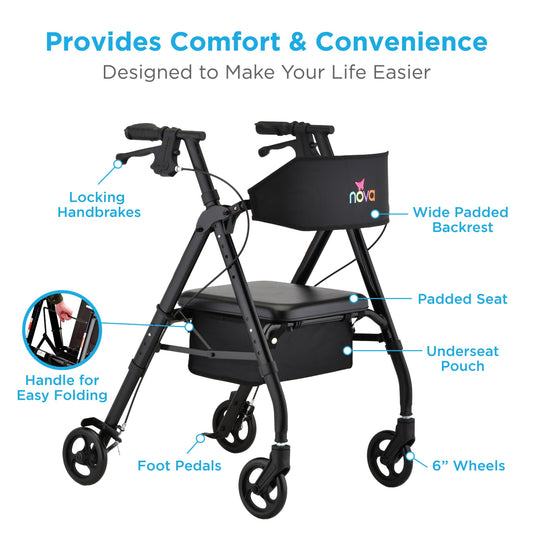 NOVA STAR 6 Rolling Walker - 300 lb Capacity - 4256