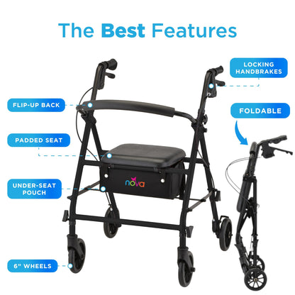 NOVA Breeze Steel Rollator - 275 lb Capacity - 4317