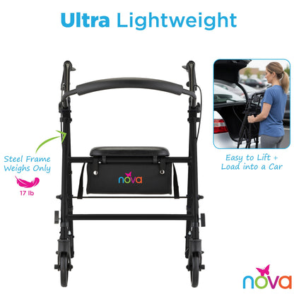 NOVA Breeze Steel Rollator - 275 lb Capacity - 4317