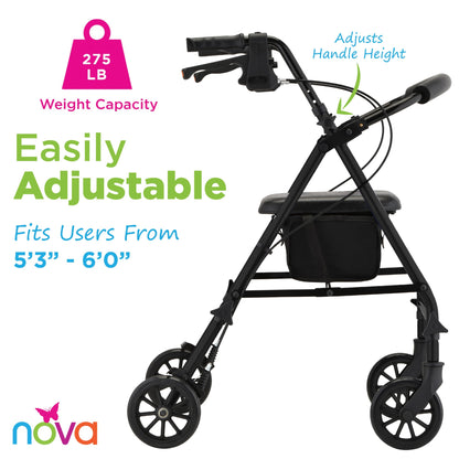 NOVA Breeze Steel Rollator - 275 lb Capacity - 4317