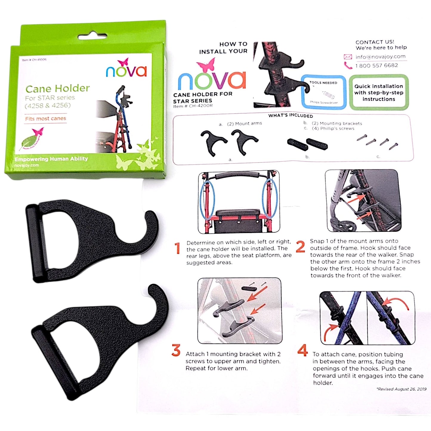 NOVA STAR Series Cane Holder - Fits 4256 & 4258 Oval Frames - CH-4100R