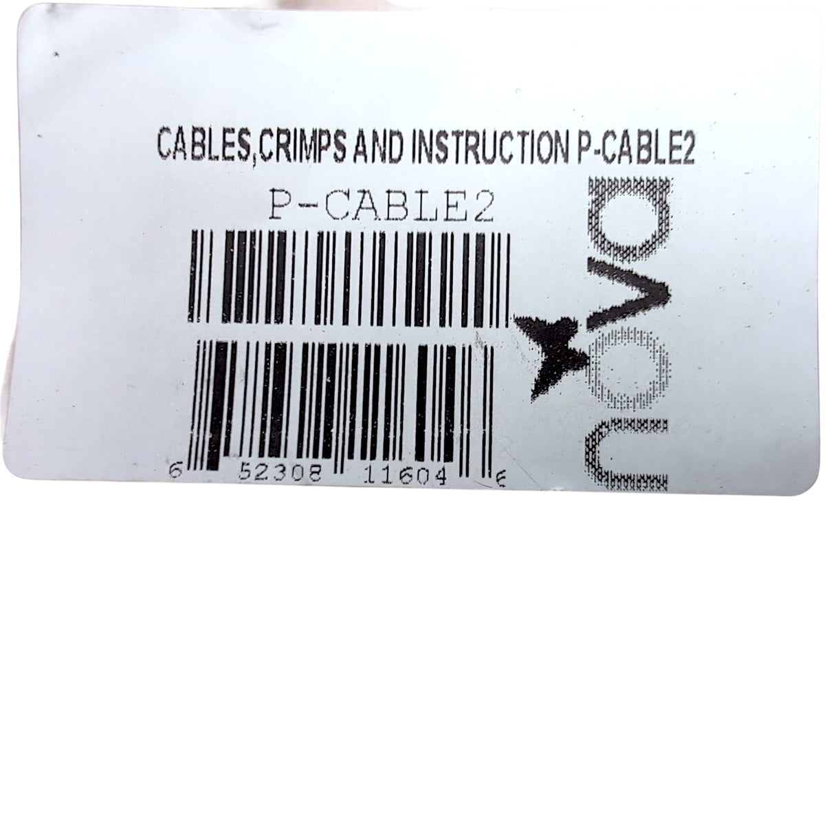 product label states: P-cable2. cables, crimps and nstructions