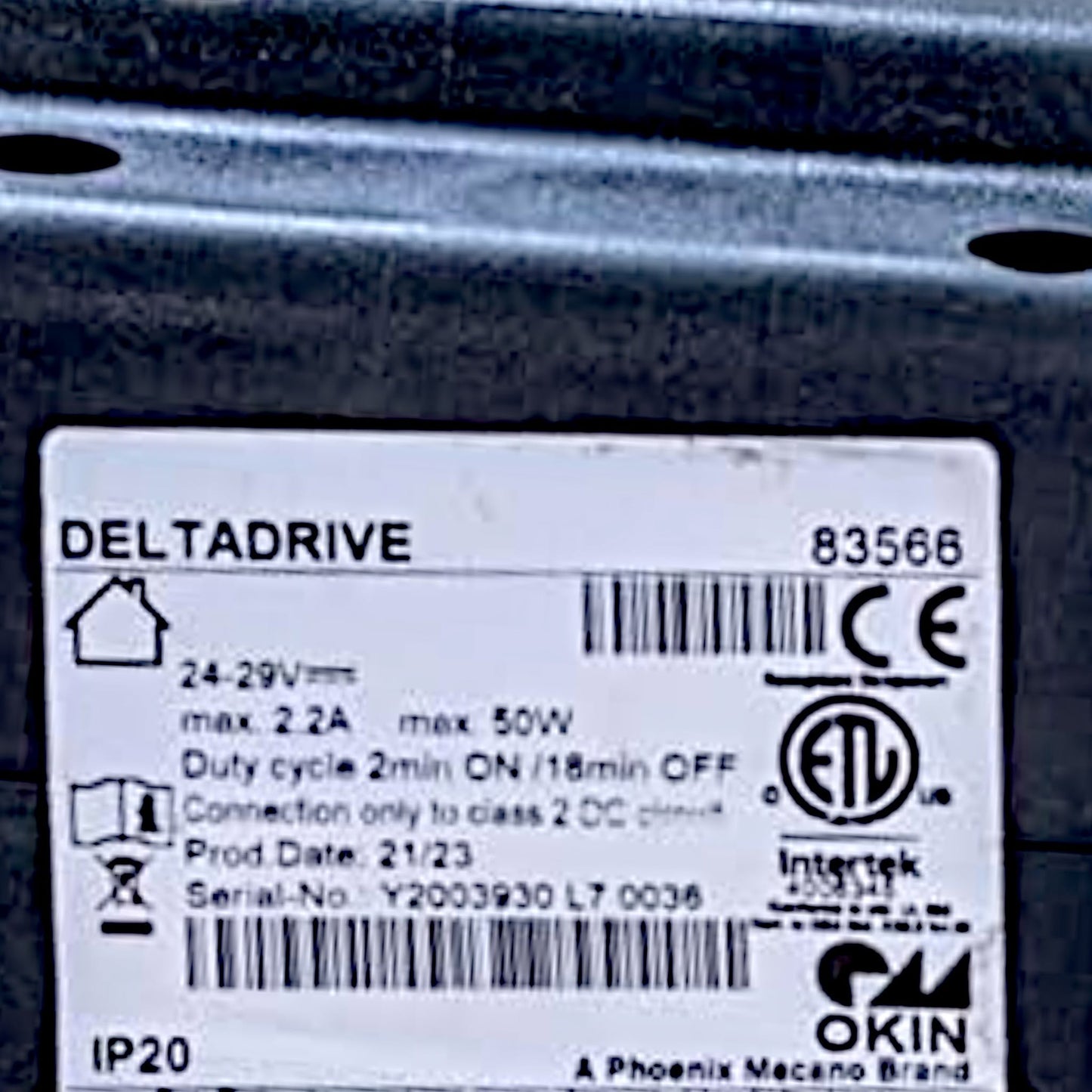okin delta-drive 83566 product label