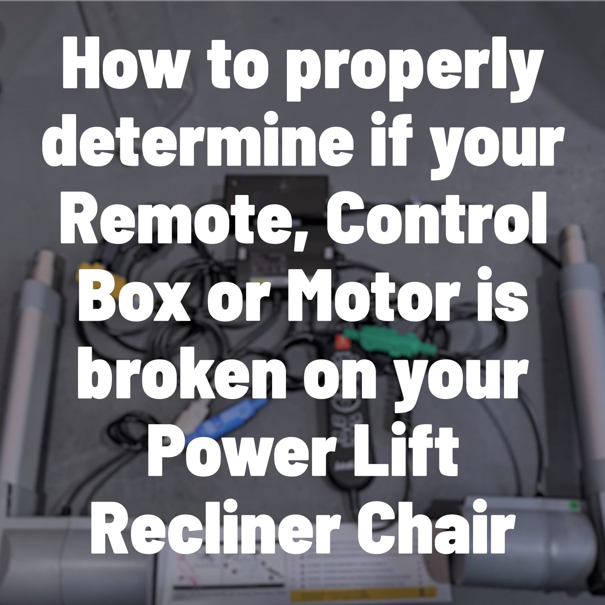 Diagnostic video to help determine whether your lift chairs problem is your remote, control box or motor. For Moto motion, h.h.c or f.b.s branded parts, but in theory works for all brands.