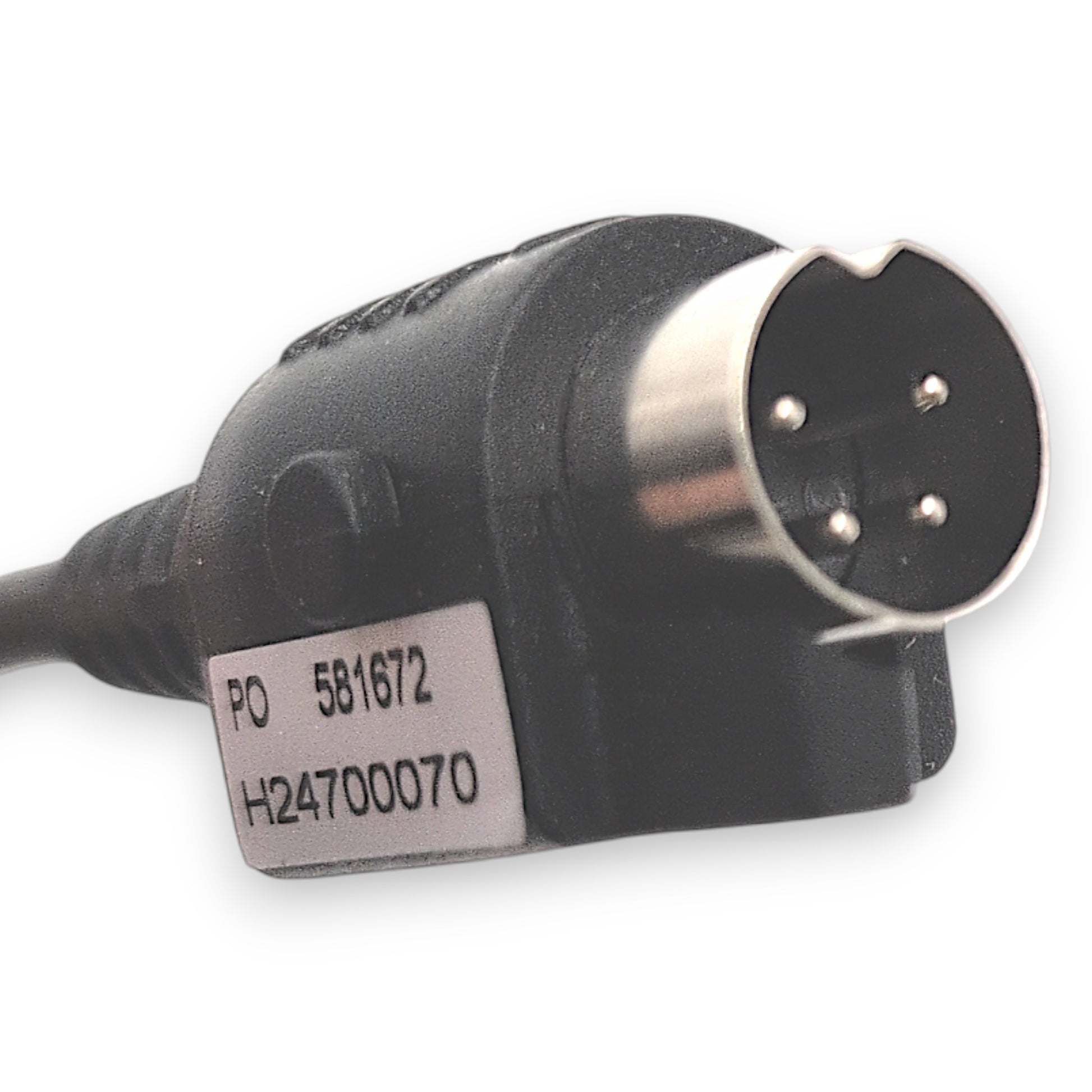 front / side view of 4 pin connector a label states: H24700070