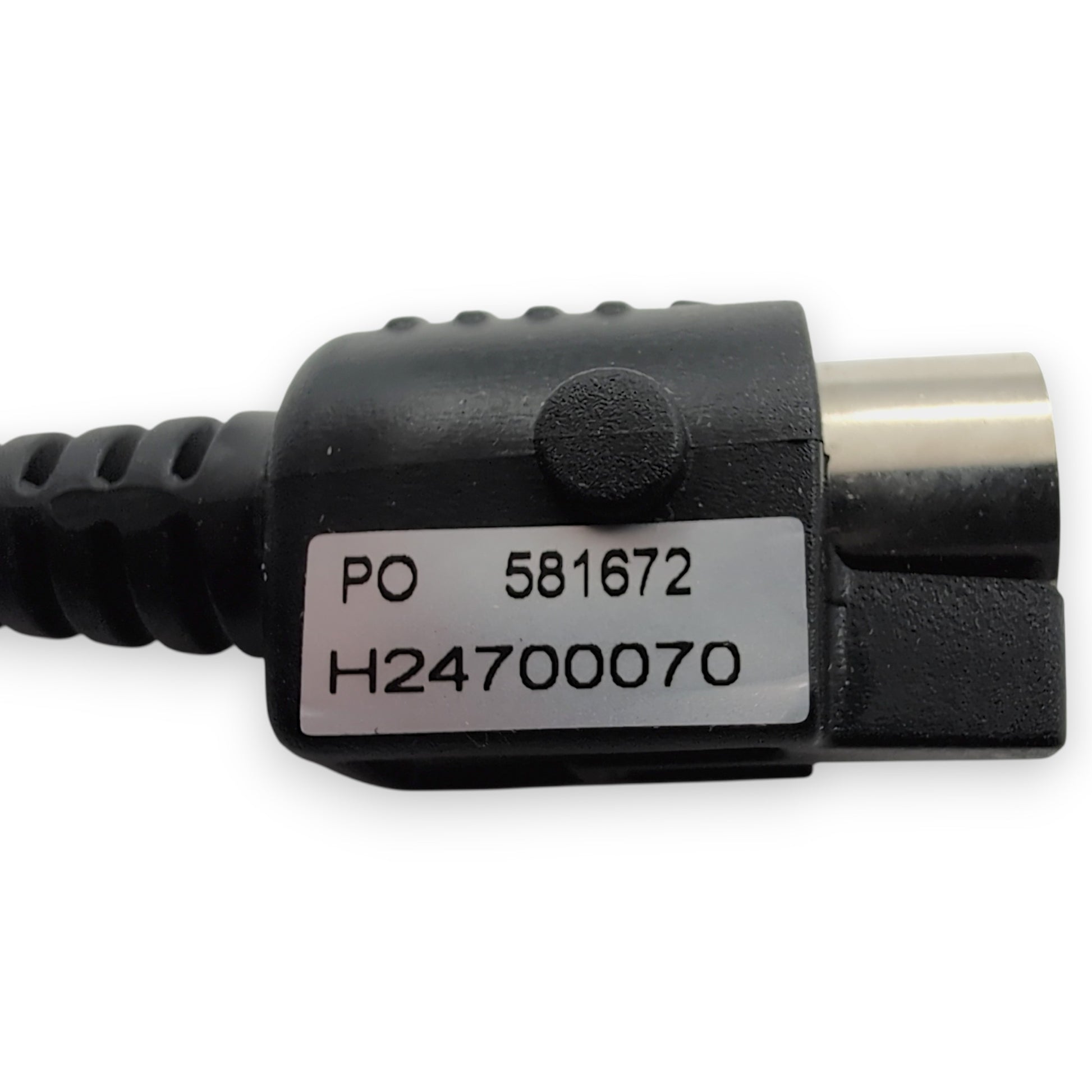 side view of connector with label stating: H24700070