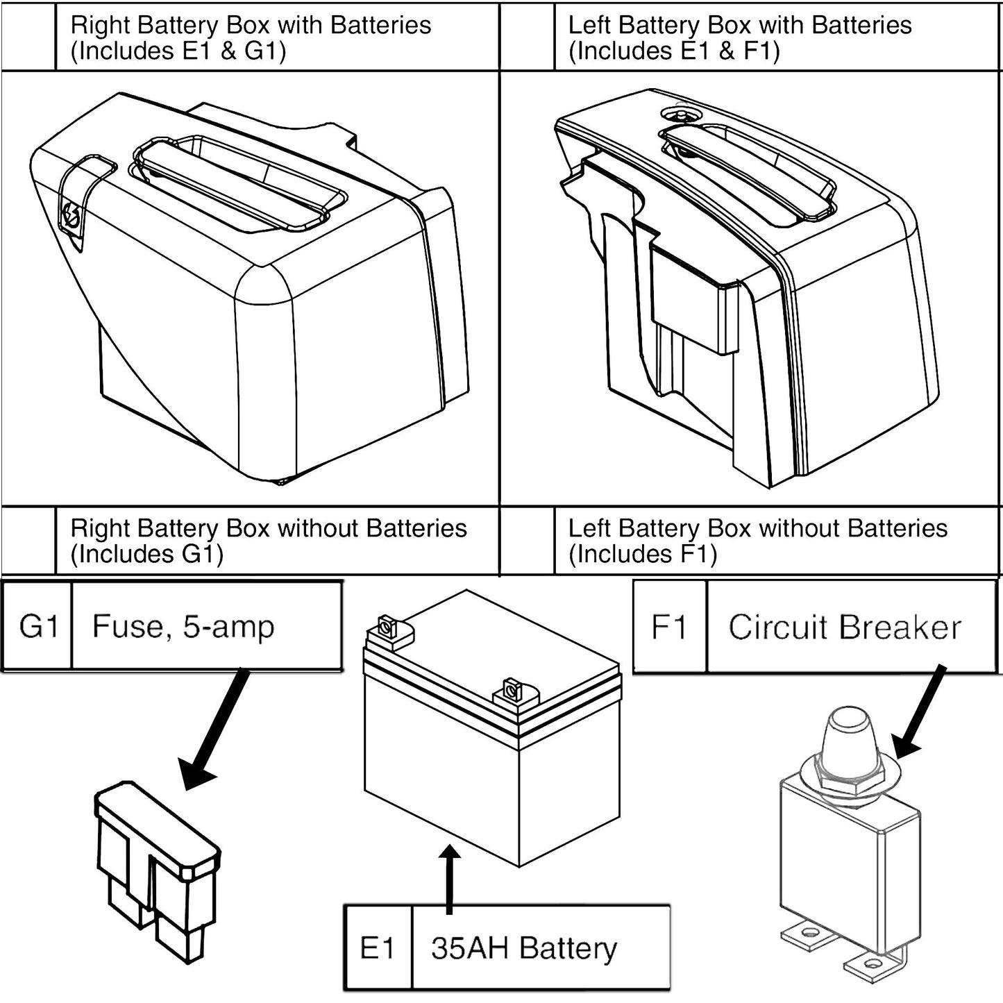 Pride Mobility Revo 2.0 Scooter 3 & 4 Wheel Battery Packs - BAT1706216 (RH) BAT1706217 (LH)