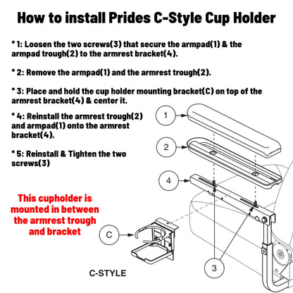 Pride Mobility & Quantum C-Style Cup Holder ACCASMB2288