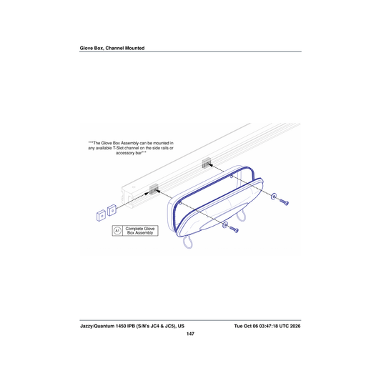 Pride Mobility ACC125011 premium glove box assembly with installation instructions parts diagram