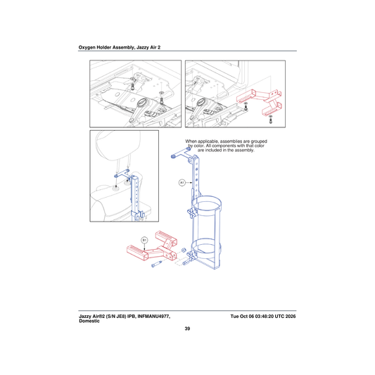 Pride Mobility ACC1610773 oxygen holder assembly with headrest bracket jazzy air parts diagram