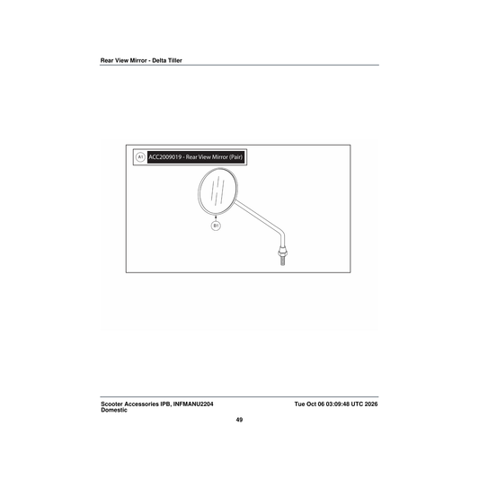 Pride Mobility ACC2009019 mirror m8 x 1.25t 102mm dia rear view screw in lens pair parts diagram