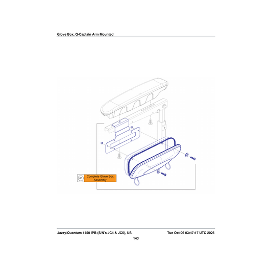 Pride Mobility ACC2103693 premium glove box assembly with installation instructions qcaptain seat parts diagram