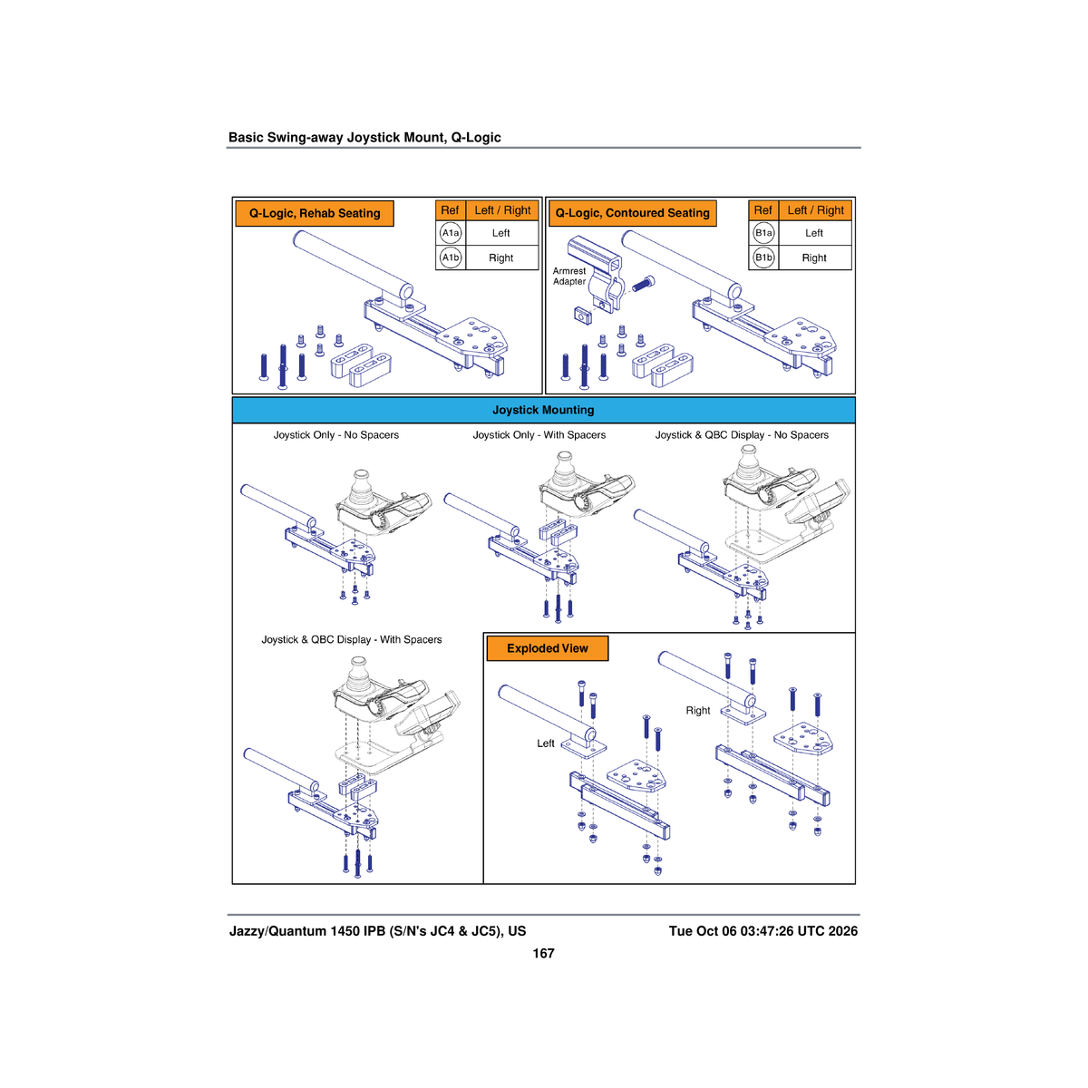 Pride Mobility ACC2201044 basic swing away joystick mounting bracket assembly right q-logic contoured seat parts diagram