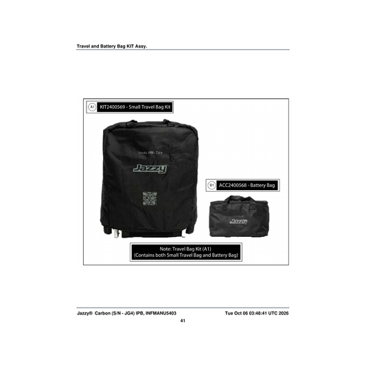 Pride Mobility ACC2400568 battery travel bag small foldable power chair parts diagram