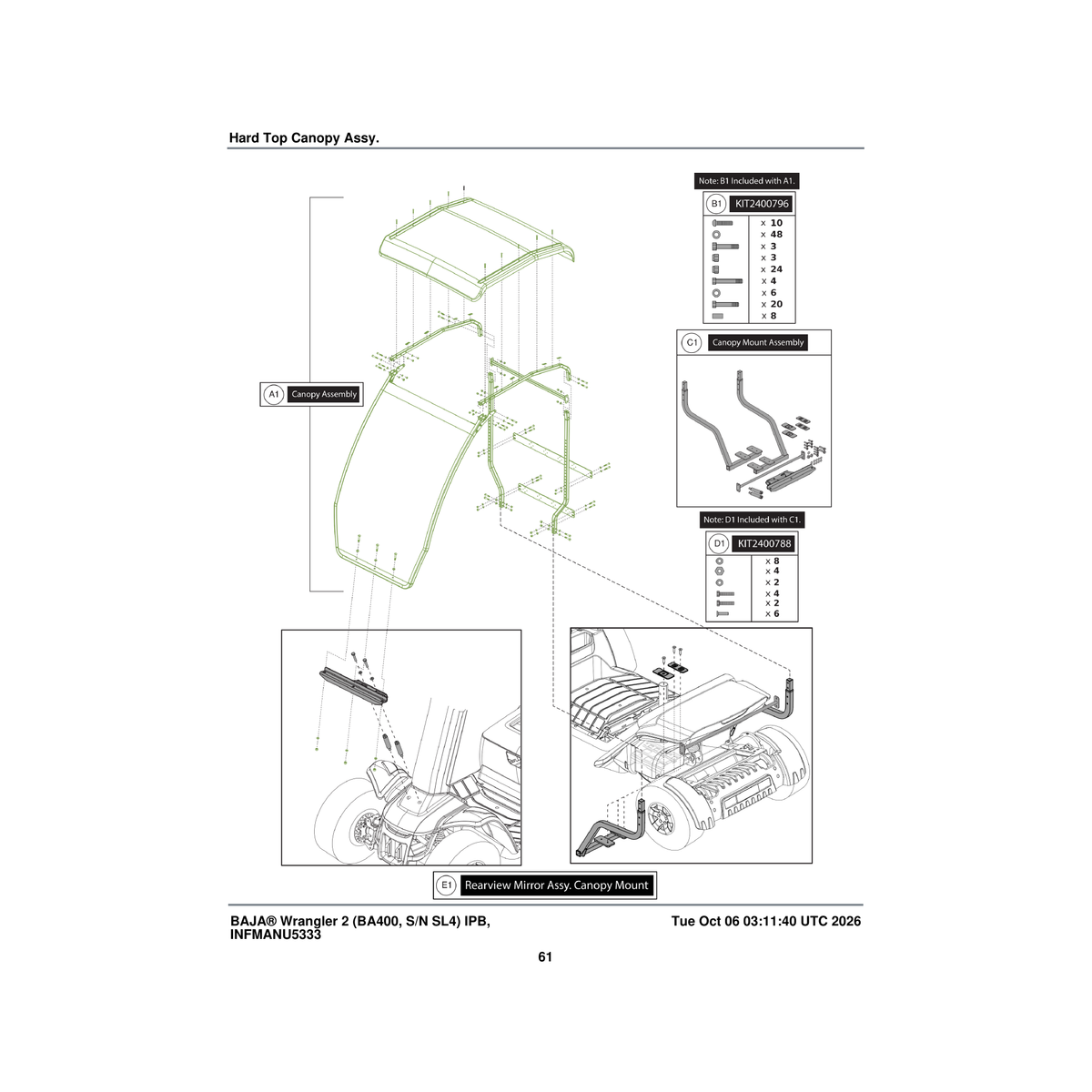 Pride Mobility ACC2400789 accessory canopy mounts ba400 / 140 series parts diagram