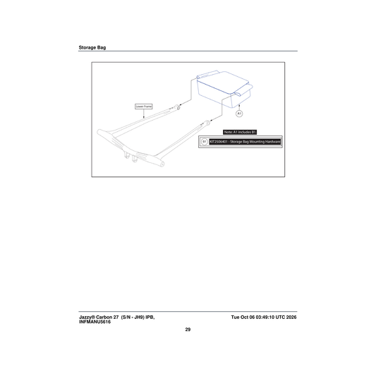 Pride Mobility ACC2506400 under seat bag (innuovo: d0800134) parts diagram