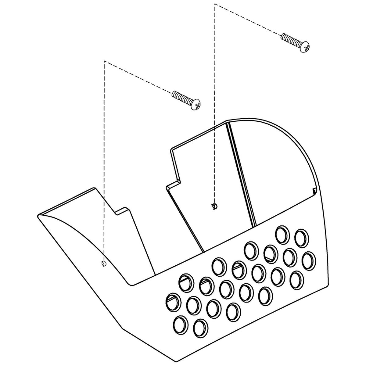 Pride Mobility (ACCASMB2101), black plastic front deck basket assembly for 4-wheel Go-Go Elite Traveller scooters.