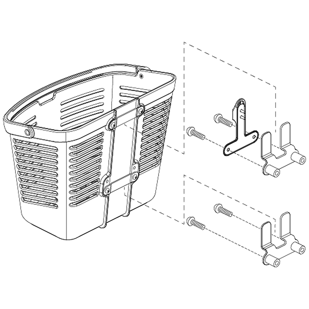 Pride Mobility (ACCASMB2333), black plastic front basket assembly for Victory 10 scooters.