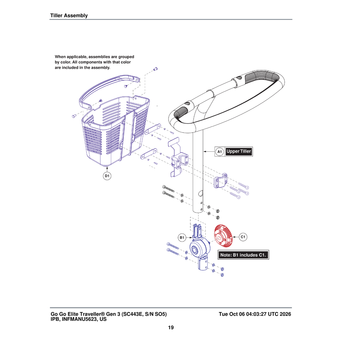 Pride Mobility front basket assembly ACCASMB2339