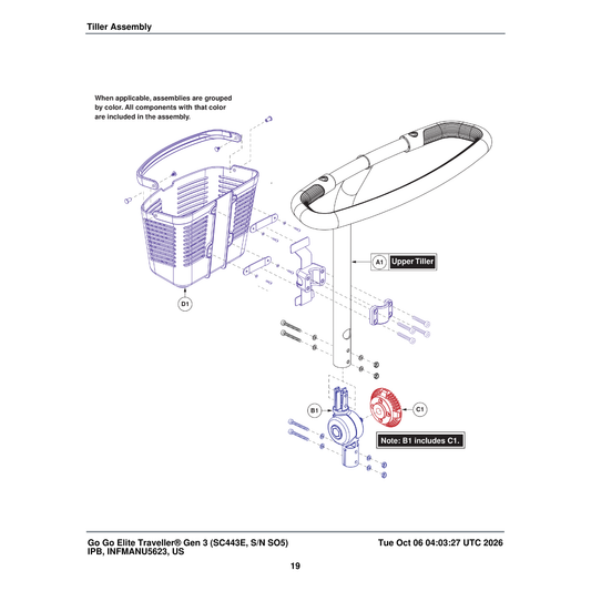 Pride Mobility front basket assembly ACCASMB2339