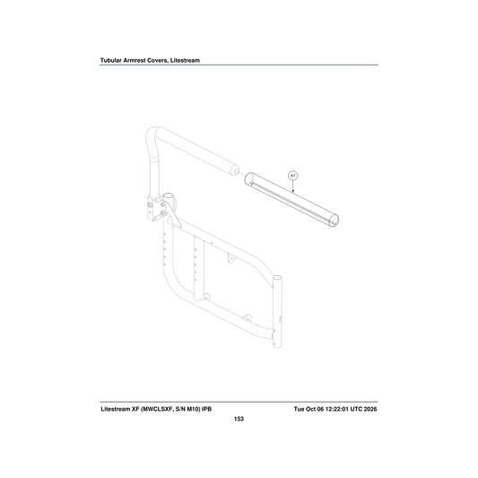 Pride Mobility ACCASMB2381 tubular arm cover 12 inch gel padded parts diagram
