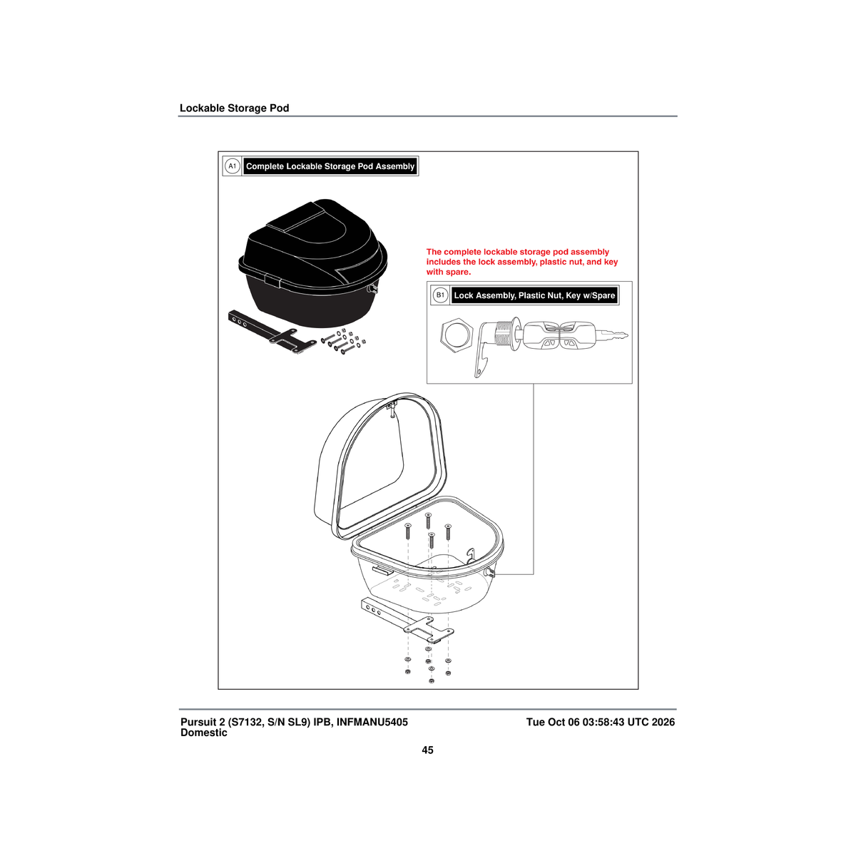 Pride Mobility ACCASMB2664 lockable storage storage assembly black complete parts diagram