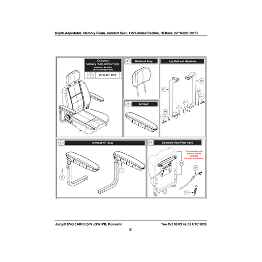 Pride Mobility ACCBELT1003 lap belt 70 inch c-1010-336 parts diagram
