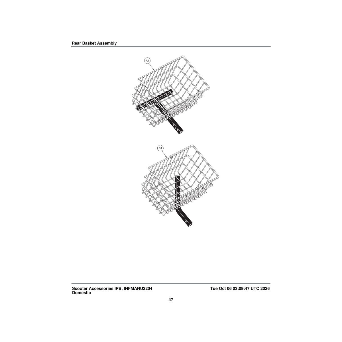 Pride Mobility ACCBSKT1004 basket 15 1/4'' x 9 3/4'' rear large square {leg802} parts diagram