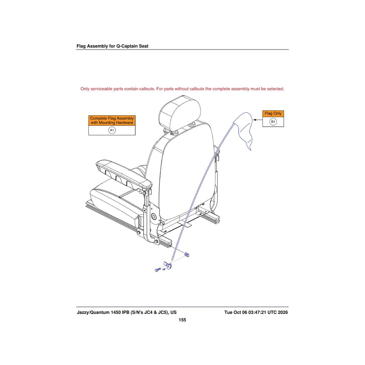 Pride Mobility ACCFLAG1000 flag orange parts diagram