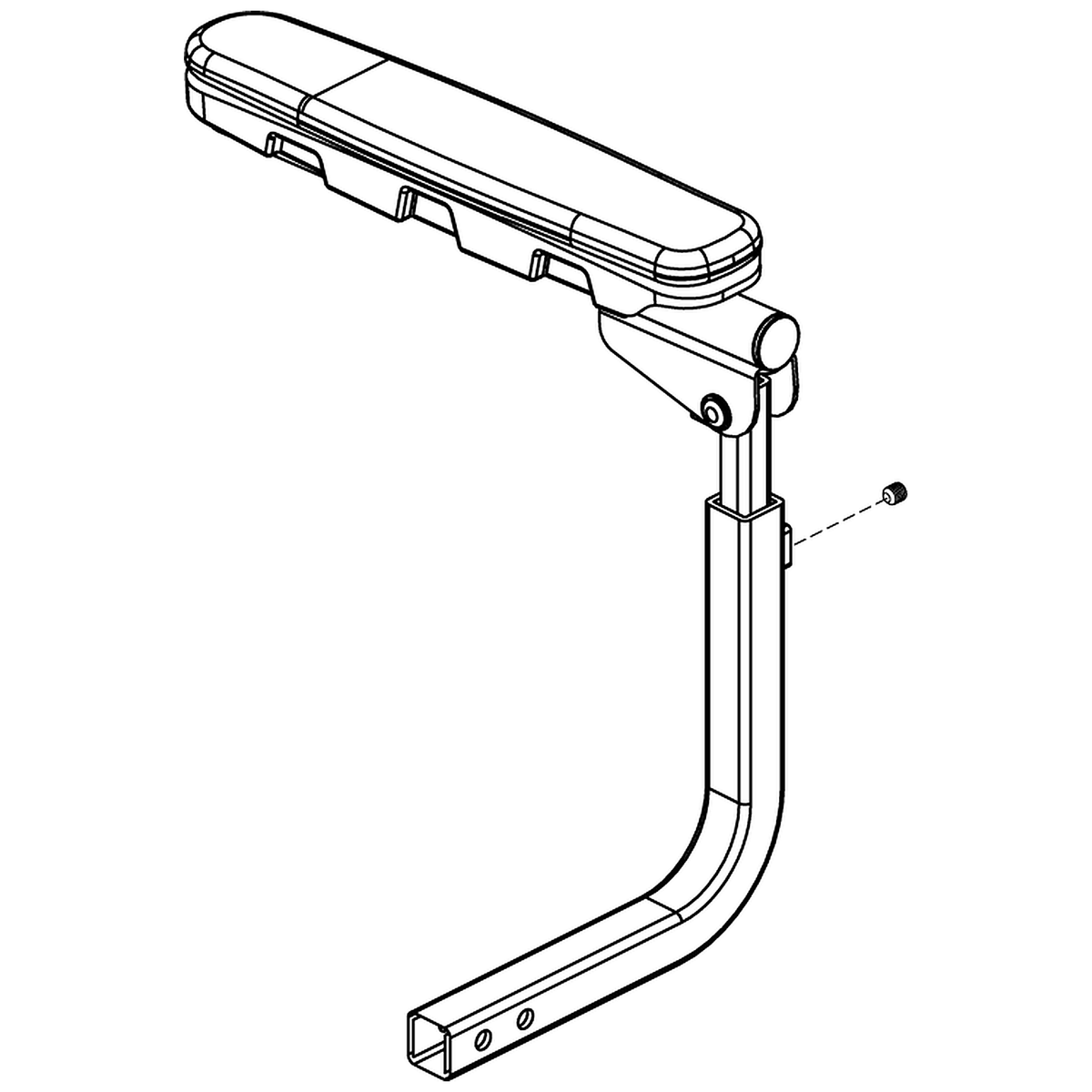 Pride Mobility (ARM145484), right CRS seat armrest assembly.