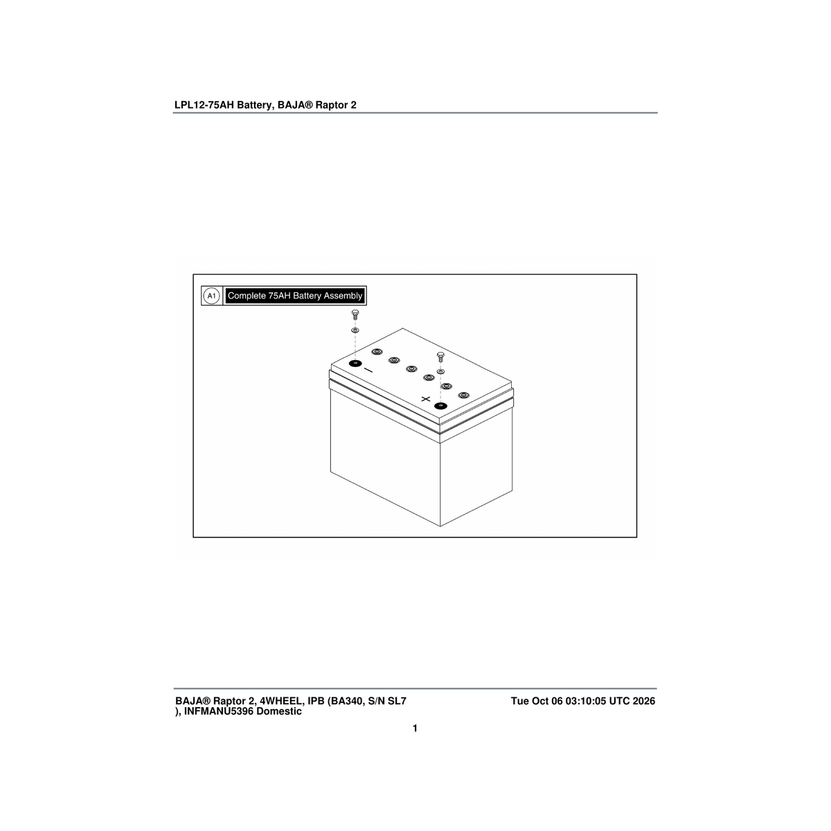 Pride Mobility BAT1704615 lpl12-75ah battery from leoch with t6 terminals parts diagram