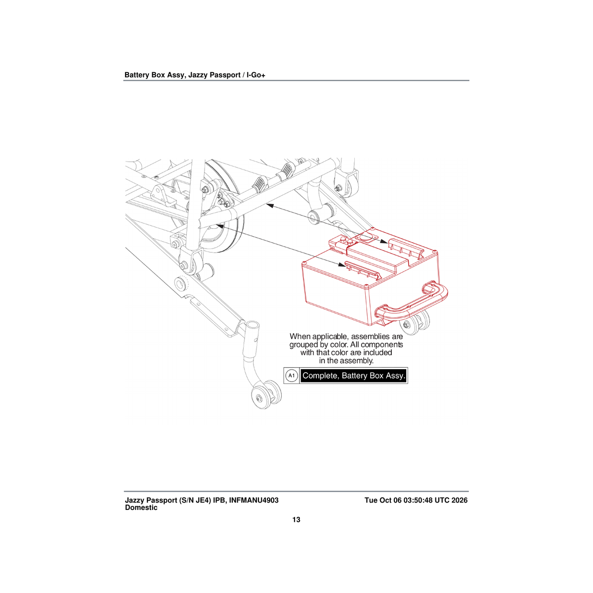 Pride Mobility BAT1708123 battery assembly 18 ah lithium-ion battery passport parts diagram