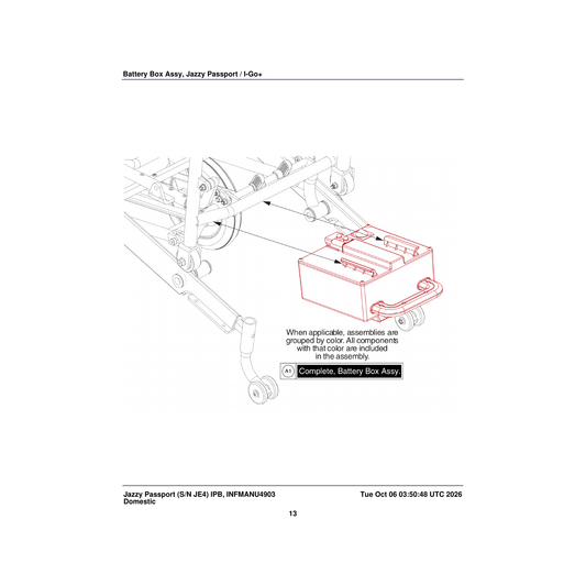 Pride Mobility BAT1708123 battery assembly 18 ah lithium-ion battery passport parts diagram