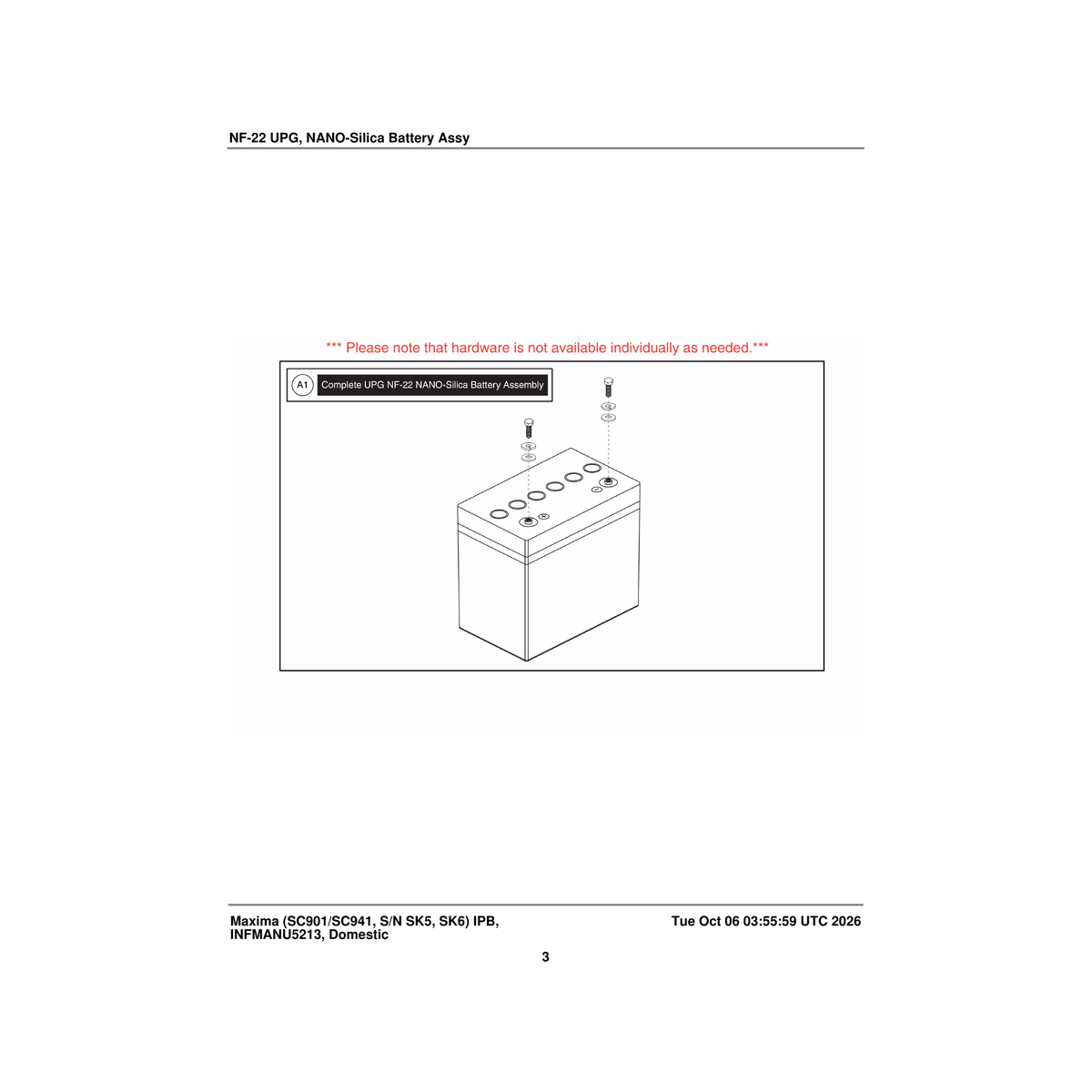 Pride Mobility BAT2004376-P battery service assembly nano-silica 12v 58 ah (c/20) 49.3 parts diagram