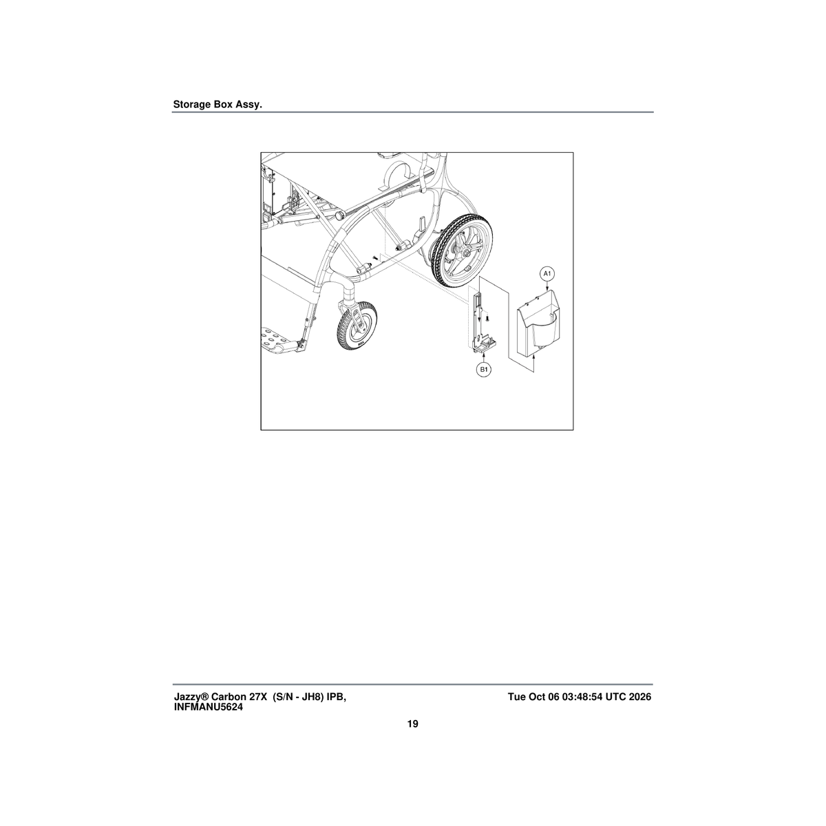 Pride Mobility BAT2504252 battery mounting bracket left (hp202-zp16) parts diagram