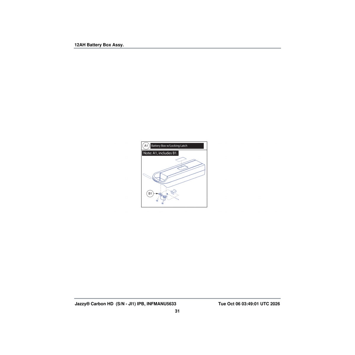 Pride Mobility BAT2506121-P battery 12ah jazzy carbon 27 with packaging parts diagram