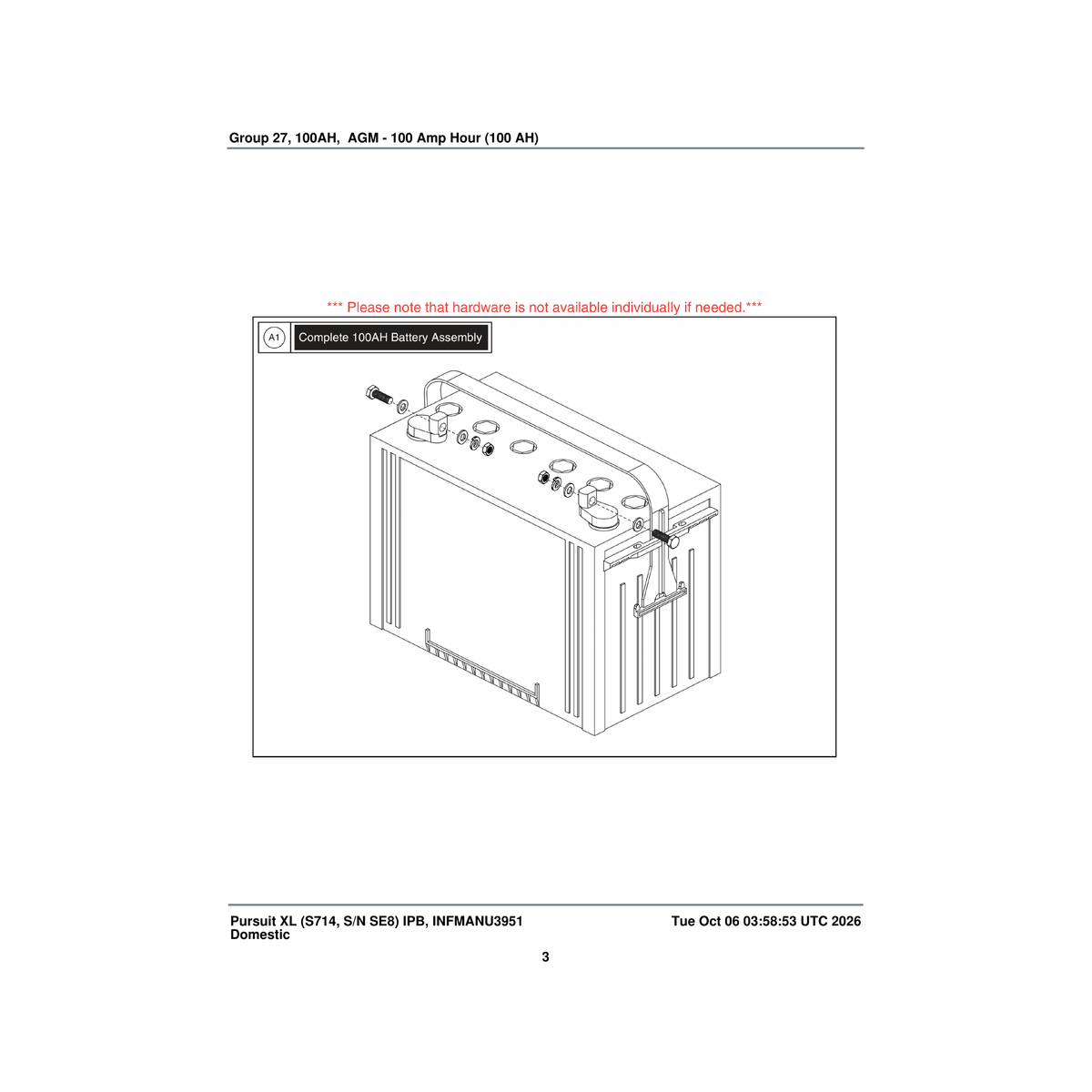 Pride Mobility BATLIQ1011 battery agm 100ah parts diagram