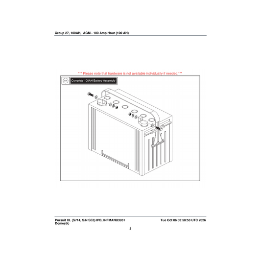 Pride Mobility BATLIQ1011 battery agm 100ah parts diagram