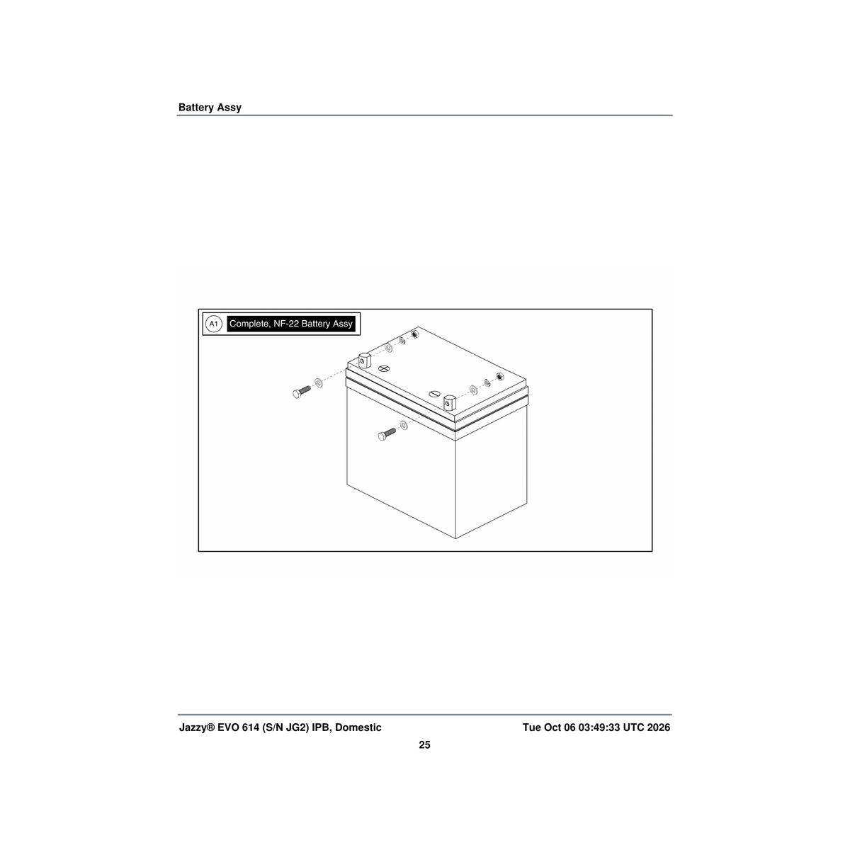 Pride Mobility BATLIQ1018 battery agm 12v 46.75-47.3ah (c/5) 22nf parts diagram