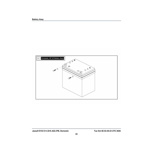 Pride Mobility BATLIQ1018 battery agm 12v 46.75-47.3ah (c/5) 22nf parts diagram