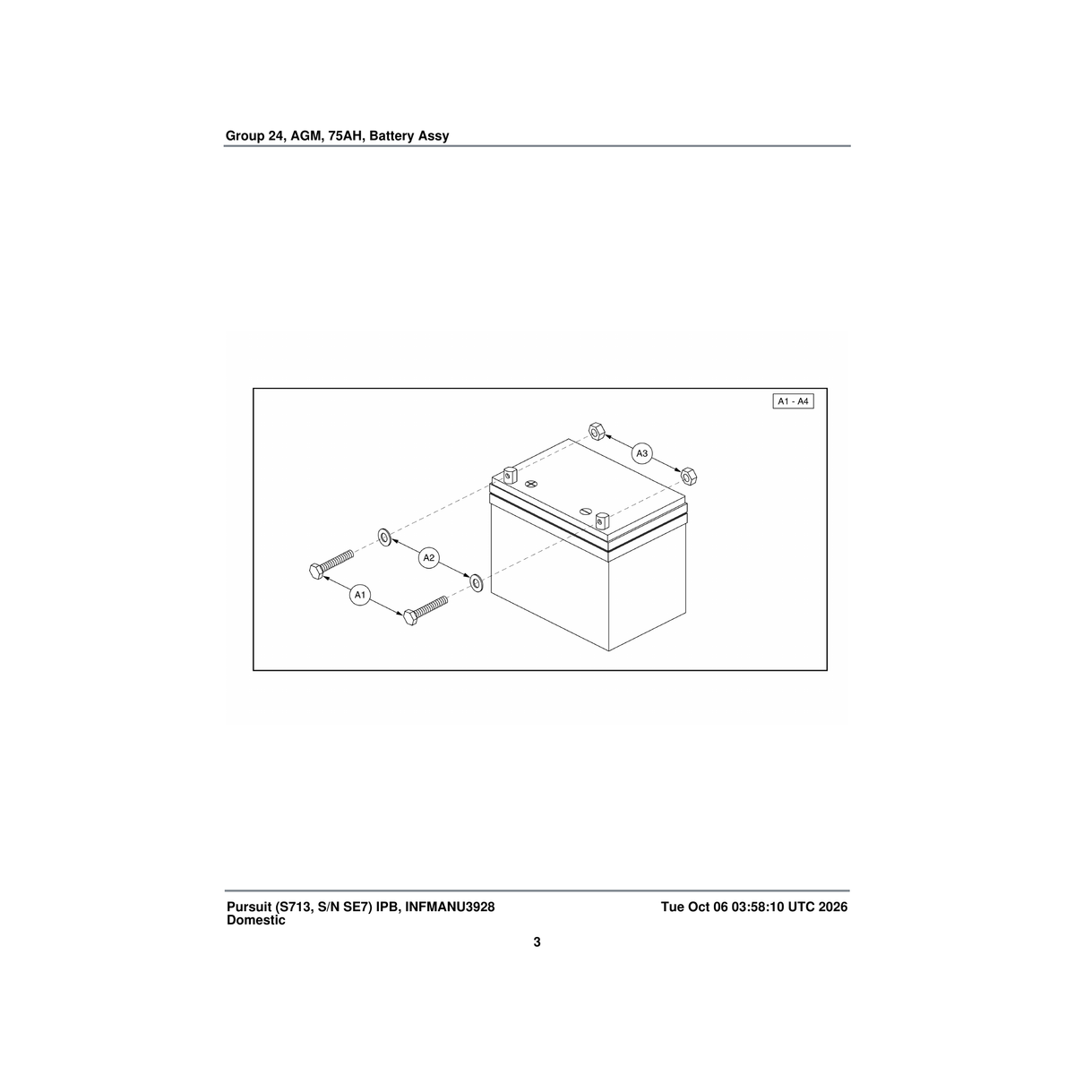 Pride Mobility BATLIQ1019 battery agm 75ah group 24 h1000-191 parts diagram