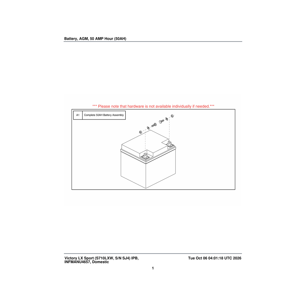 Pride Mobility BATLIQ1023 battery agm 50ah parts diagram