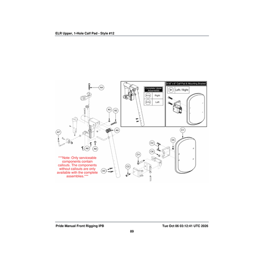 Pride Mobility BLTASHL1066 bolt shoulder black zinc 1/4 inch x 2.00 inch parts diagram