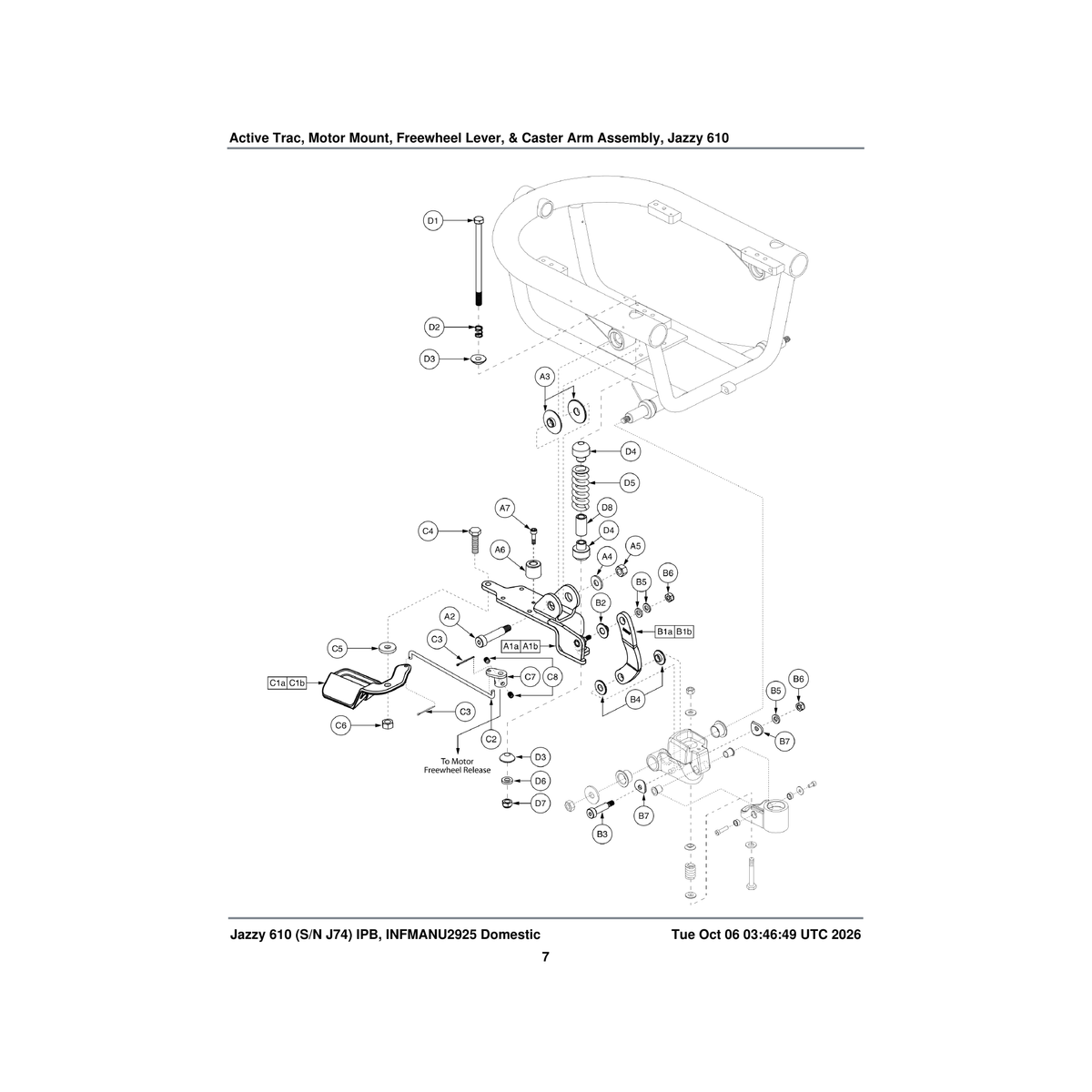 Pride Mobility BLTASHL1126 bolt shoulder 12 x 45 m10x1.5 parts diagram
