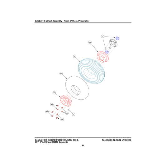 Pride Mobility BRGSLV1033 bearing sleeve 15mm id x 35mm od x 11mm th parts diagram