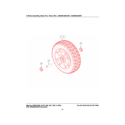 Pride Mobility BRGSLV1076 bearing ball 15.875mm id x 35mm od x 11mm thk double sealed parts diagram