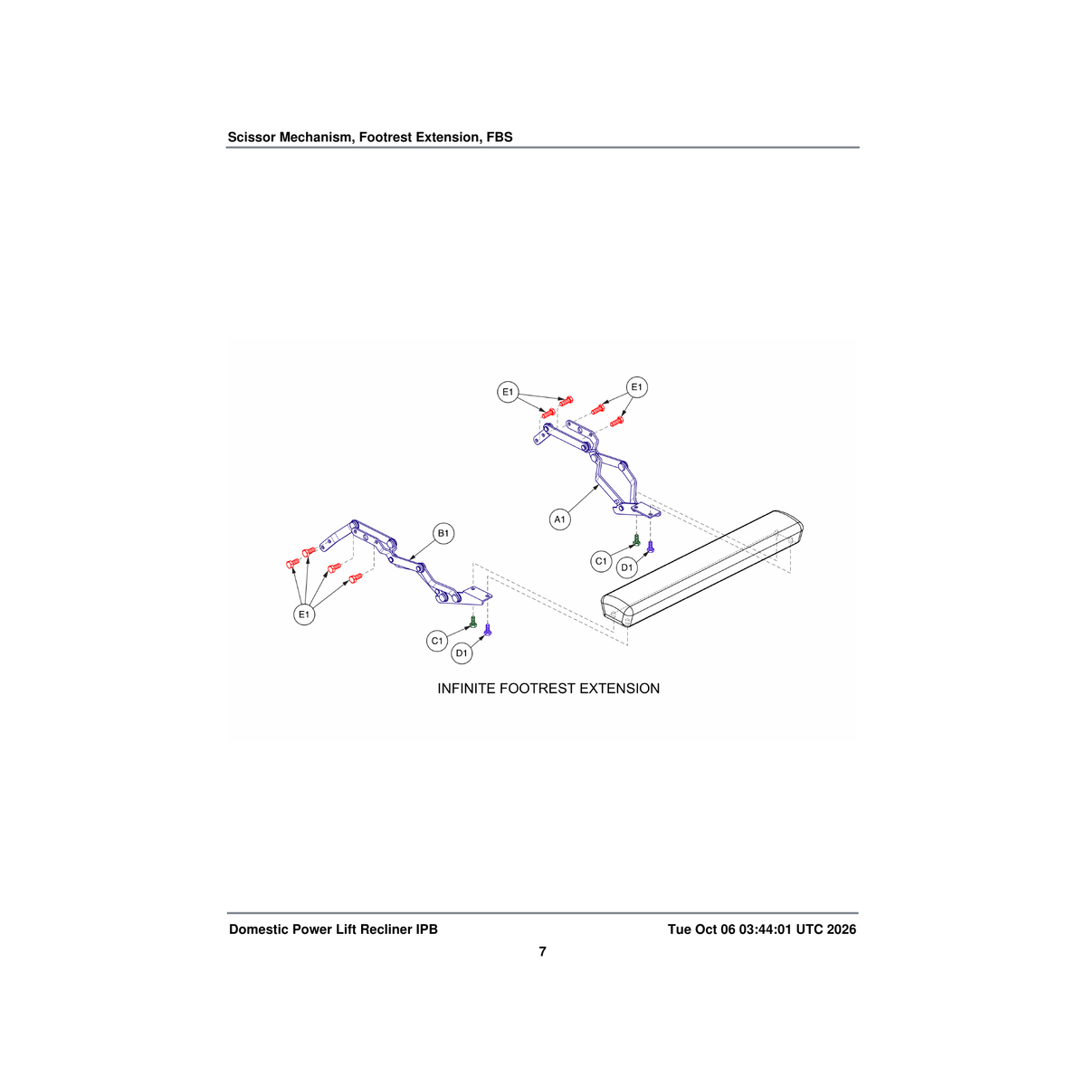 Pride Mobility BRKINDV1268 scissor mechanism footrest extension left side rsf) parts diagram
