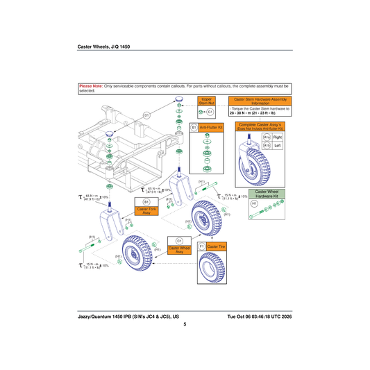 Pride Mobility CASASMB7110021 caster assembly 9-inch flat free left parts diagram
