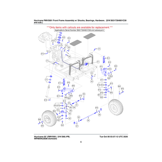 Pride Mobility CLPCBLC1006 clamp cable white 1/2 inch parts diagram