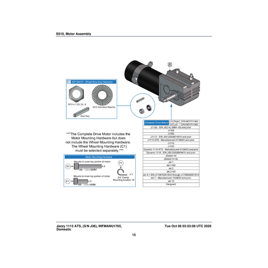 Pride Mobility CLPCBLC1009 clamp wire black plastic 3/4 inch parts diagram